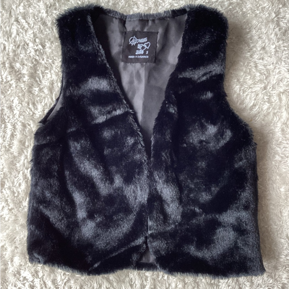 Flowers by Zoe Black Faux Fur Vest for Kids